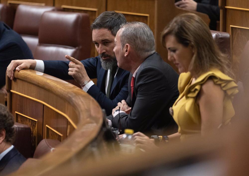 El líder de Vox, Santiago Abascal, en el debate de totalidad del Proyecto de Ley de Presupuestos Generales del Estado para el año 2023 El