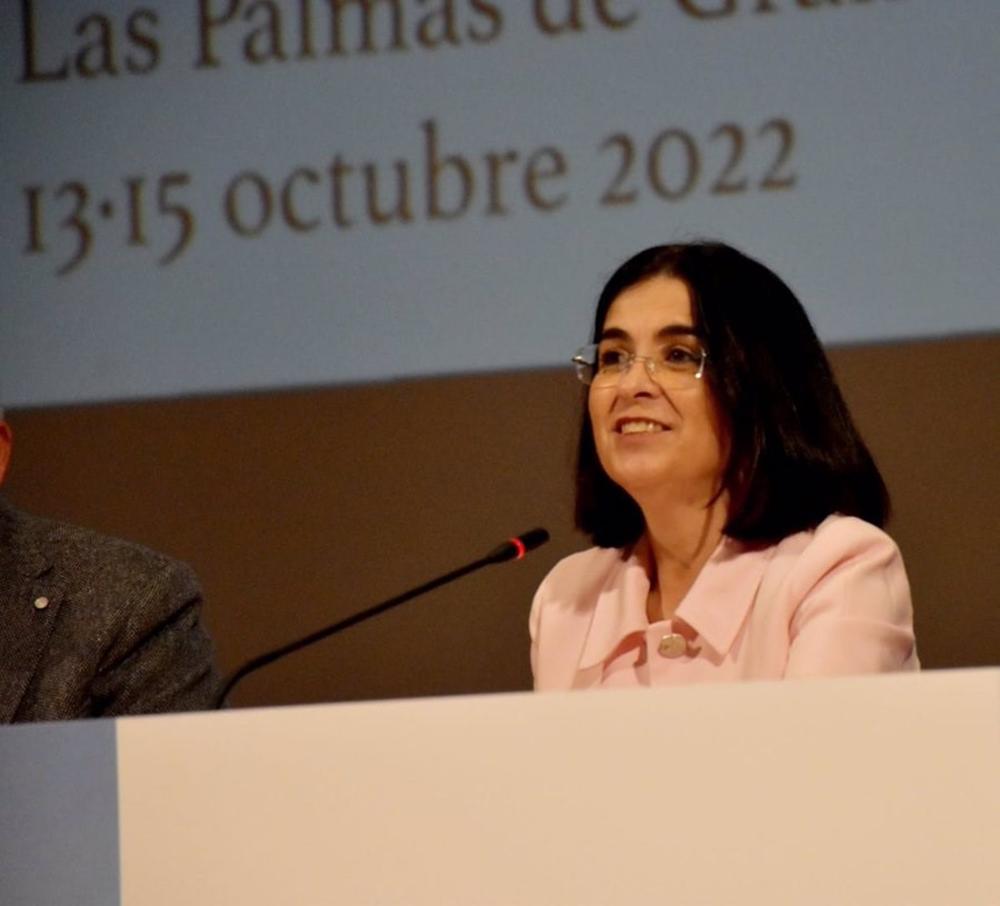 La ministra de Sanidad, Carolina Darias, en la inauguración del 73 Congreso Nacional de la Sociedad Española de Otorrinolaringología y Cirugía de Cabeza y Cuello (SEORL-CCC), que se celebra del 13 al 15 de octubre en Las Palmas de Gran Canaria. La