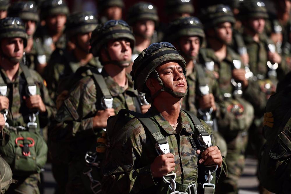 El escuadrón de zapadores paracaidistas del Ejército del Aire (EZAPAC) en el desfile del 12 de octubre El