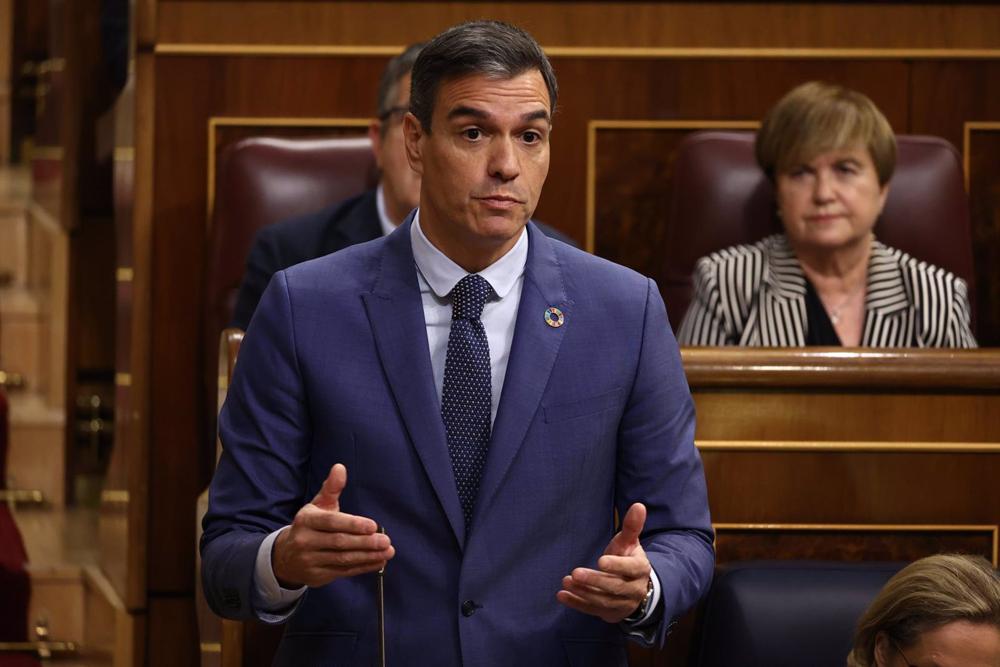 El presidente del Gobierno, Pedro Sánchez, en la sesión de control del Congreso. El