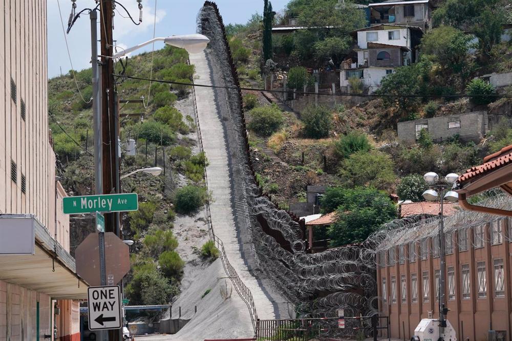 File - The U.S.-Mexico border at Nogales, a town in the U.S. state of Arizona. File