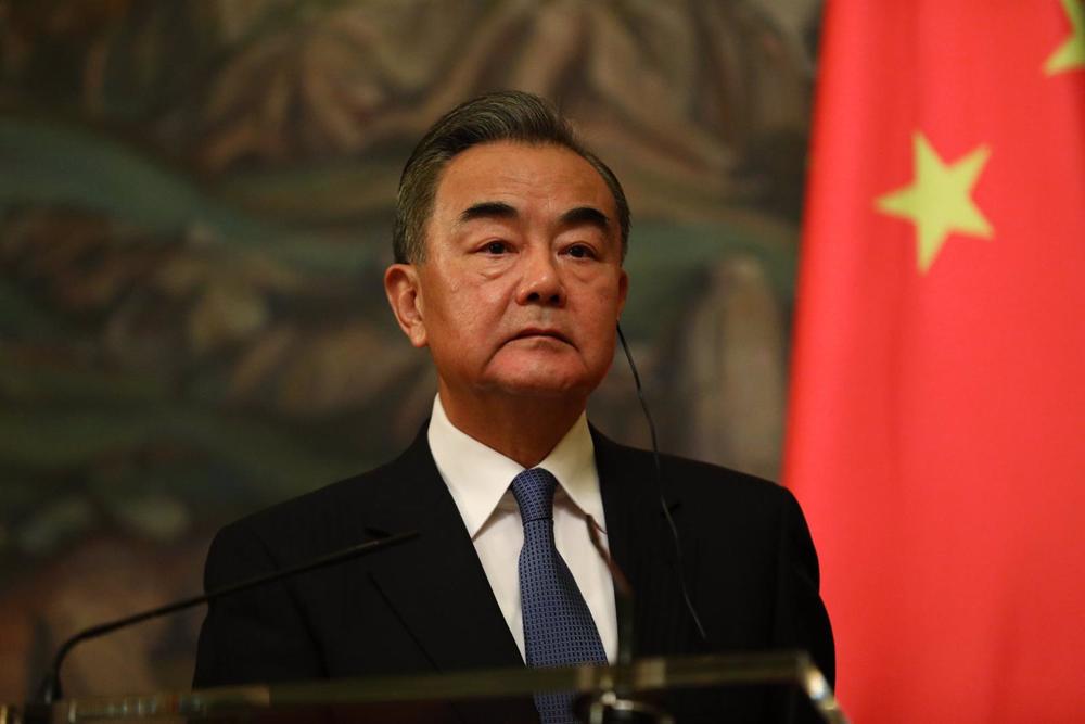 File - Chinese Foreign Minister Wang Yi during a press conference in Russia. File