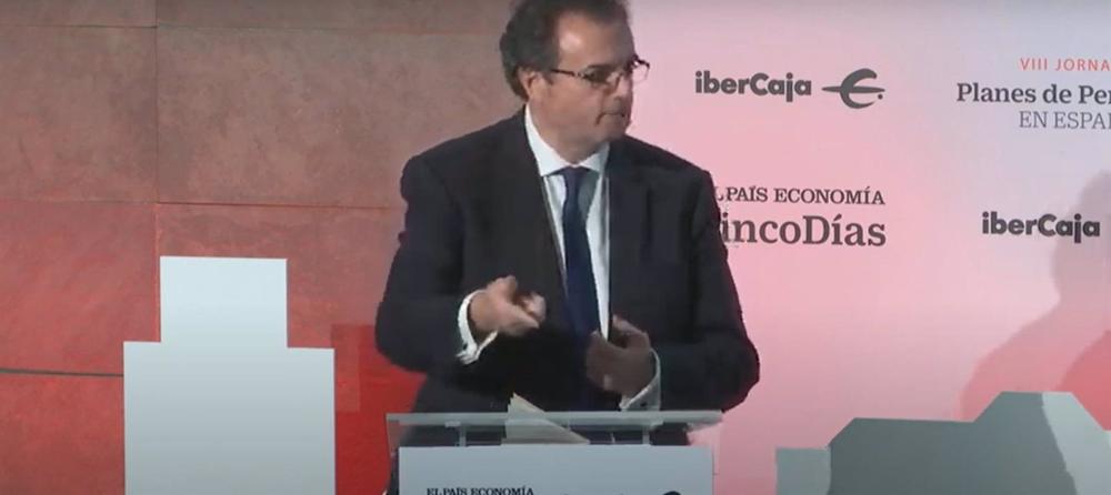 El presidente de Ibercaja, Francisco Serrano, en la clausura de la VIII Jornada de Planes de Pensiones en España, organizada por 'Cinco Días' e Ibercaja. El