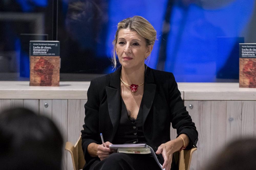 La vicepresidenta segunda y ministra de Trabajo y Economía Social, Yolanda Díaz, interviene en el acto de presentación del libro 'Lucha de clases, franquismo y democracia' La