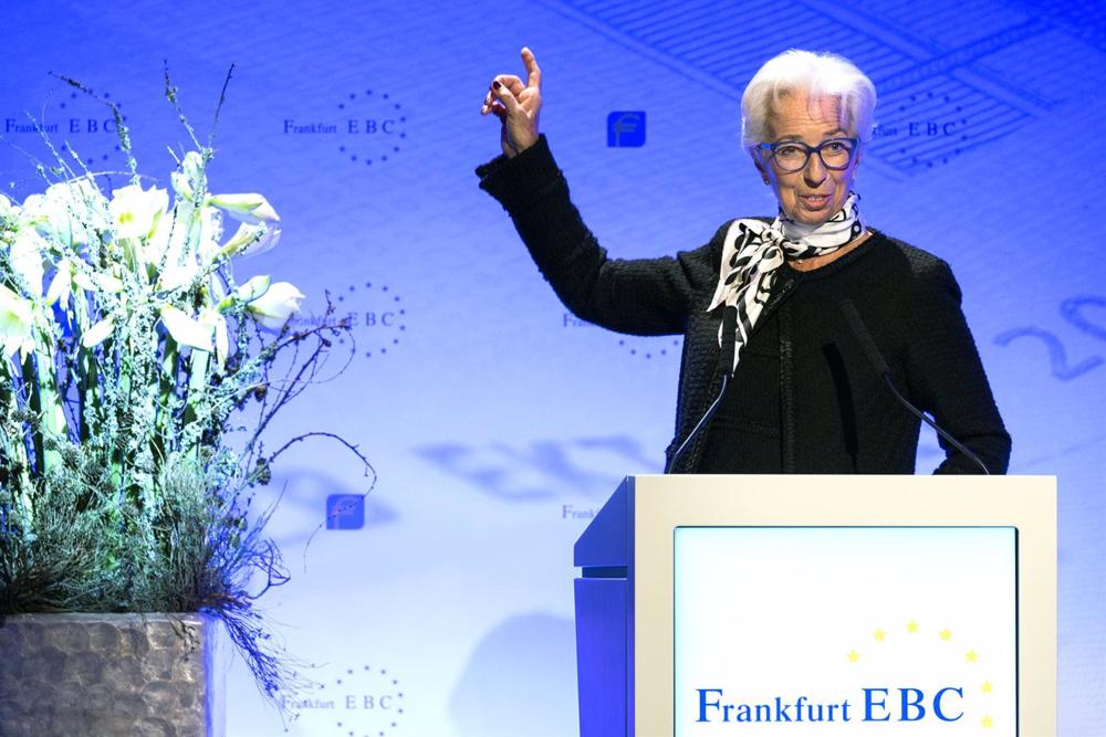 18 November 2022, Hessen, Frankfurt_Main: Christine Lagarde, President of the European Central Bank (ECB), speaks during the 32nd European Banking Congress. Photo: Hannes P. Albert/dpa 18