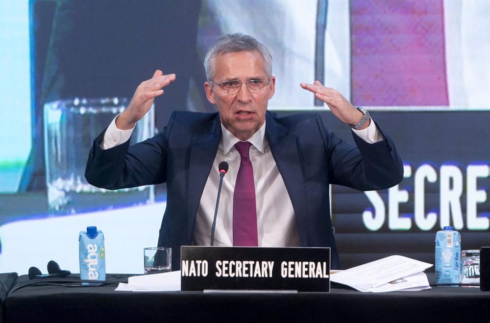 El secretario general de la Organización del Tratado del Atlántico Norte (OTAN), Jens Stoltenberg, interviene durante la sesión plenaria de la tercera jornada de la 68º sesión anual de la Asamblea Parlamentaria de la OTAN El