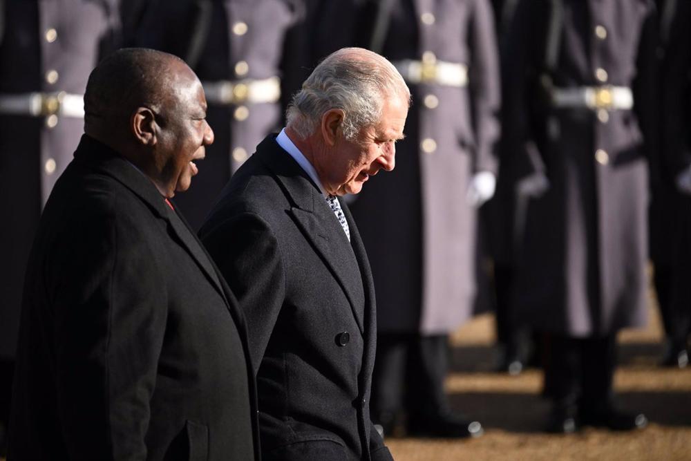 King Charles III of the United Kingdom with South African President Cyril Ramaphosa King