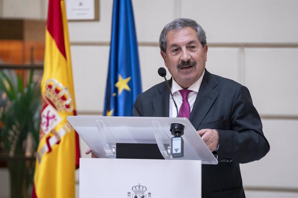 El presidente del Consejo General del Poder Judicial, Rafael Mozo, interviene durante la presentación del Convenio para la investigación eficaz de los delitos contra la vida, la salud y la integridad física de los trabajadores en la Sede de la Fiscalía Ge El
