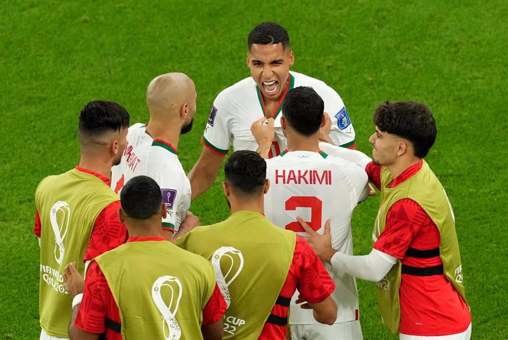 Abdelhamid Sabiri celebra su gol en el Bélgica-Marruecos Abdelhamid