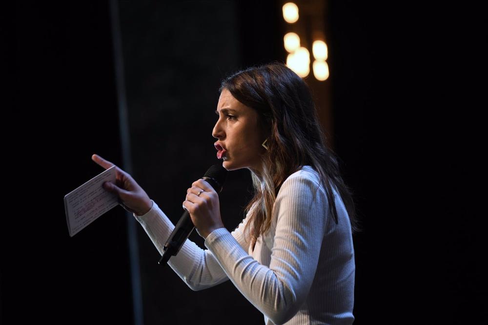 La ministra de Igualdad, Irene Montero, interviene en el acto 'Con todas, por todas’, a 26 de noviembre de 2022, en Madrid (España). La