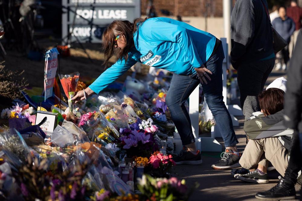 Makeshift altar erected in the area of a deadly shooting at an LGTBIQ bar in Colorado, United States. Makeshift