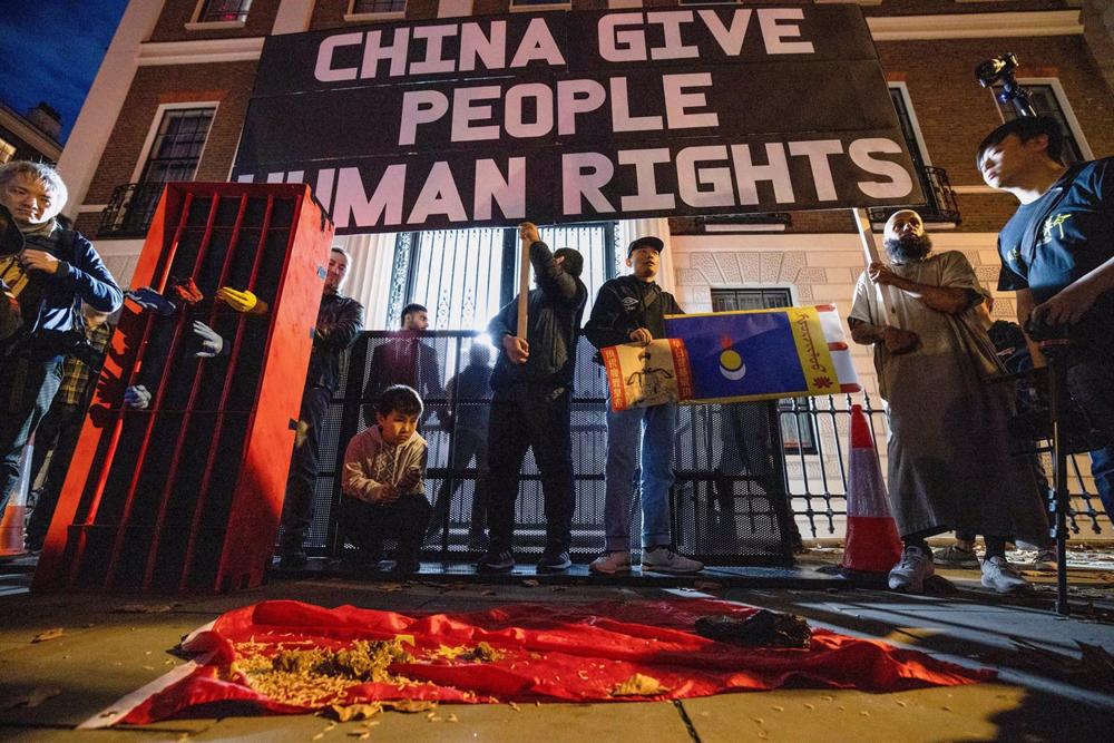 Protest in London, um Menschenrechte von den chinesischen Behörden einzufordern Protest