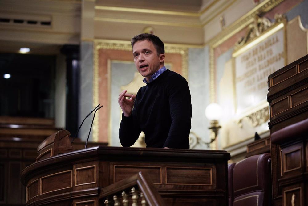 El líder de Más País, Íñigo Errejón, en una sesión plenaria en el Congreso de los Diputados El