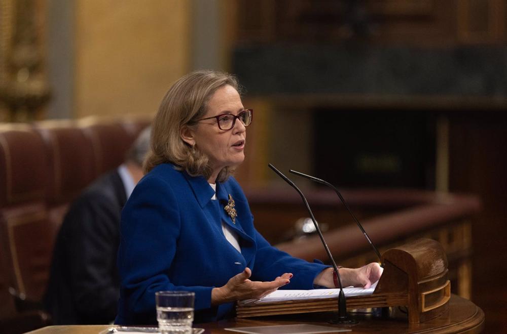 La vicepresidenta primera y ministra de Asuntos Económicos y Transformación Digital, Nadia Calviño, en una sesión plenaria en el Congreso de los Diputados, a 23 de noviembre de 2022, en Madrid (España). Los Presupuestos Generales del Estado (PGE) para 202 La