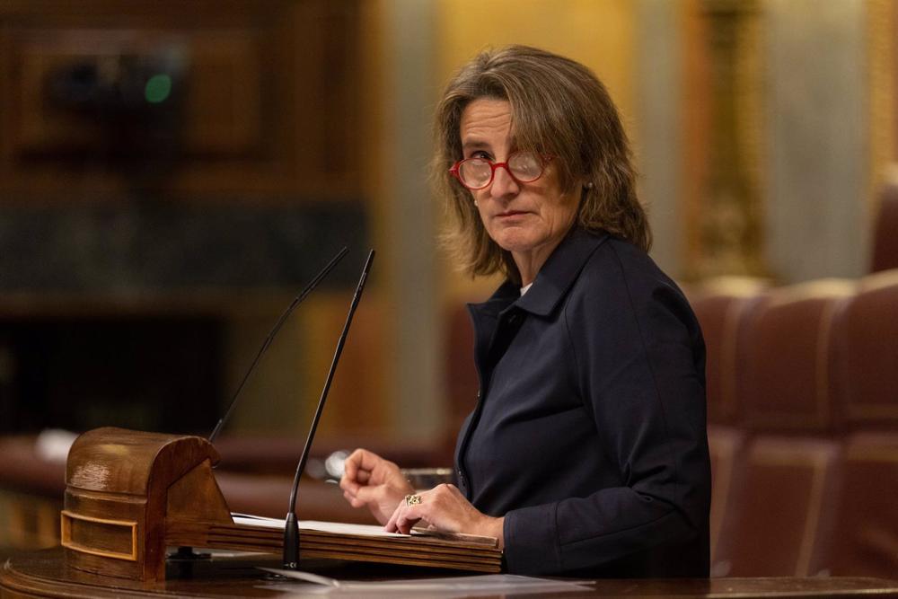 La vicepresidenta tercera y ministra de Transición Ecológica y Reto Democrático, Teresa Ribera, interviene durante una sesión plenaria en el Congreso de los Diputados, a 23 de noviembre de 2022, en Madrid (España). La