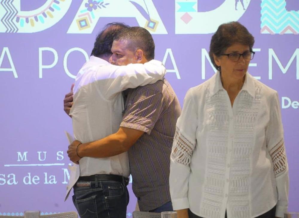 Colombian President Gustavo Petro at the Casa de la Memoria Museum, during a ceremony for the massacres of La Granja and Aro in the 1990s. Colombian