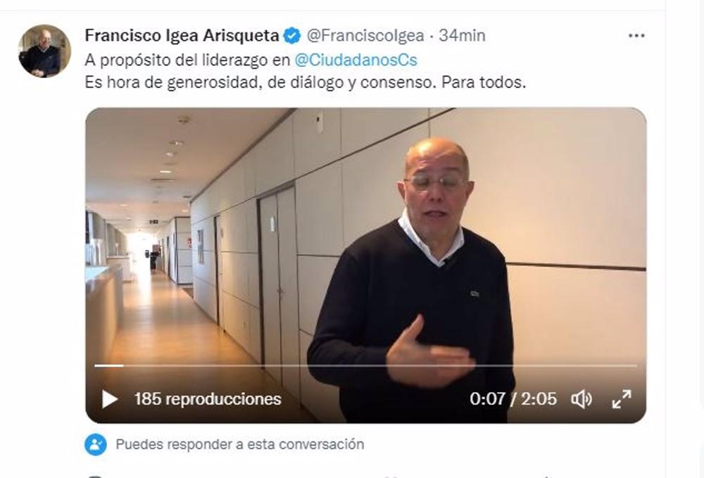 Captura del vídeo colgado por Francisco Igea. Captura