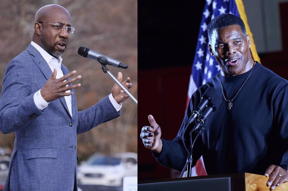 Raphael Warnock e Herschel Walker, candidatos ao Senado da Geórgia, EUA Raphael