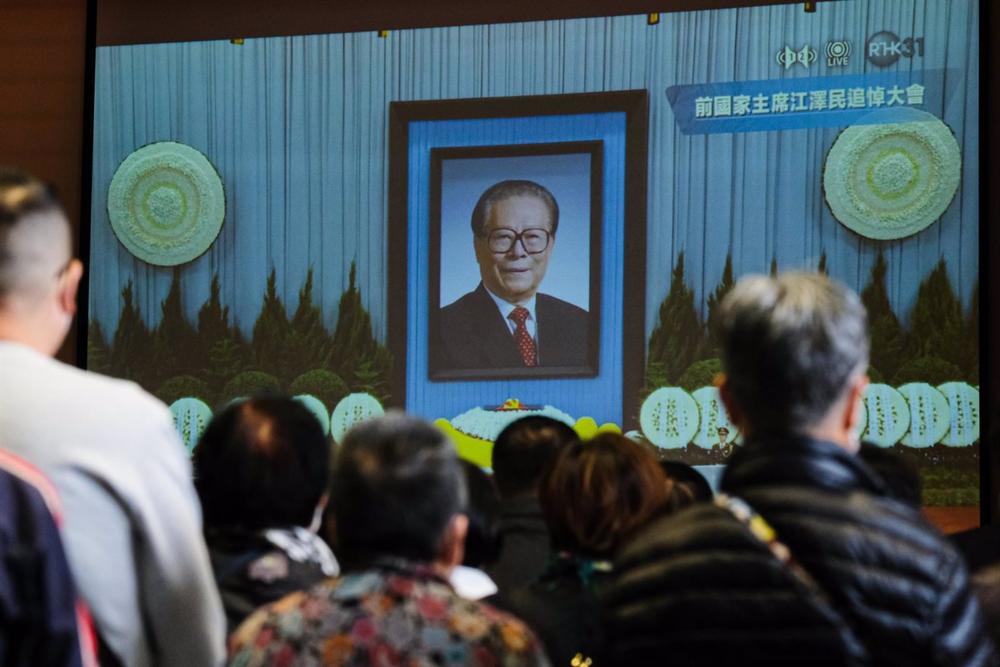 Mourners attend a memorial service for former Chinese leader Jiang Zemin. Mourners