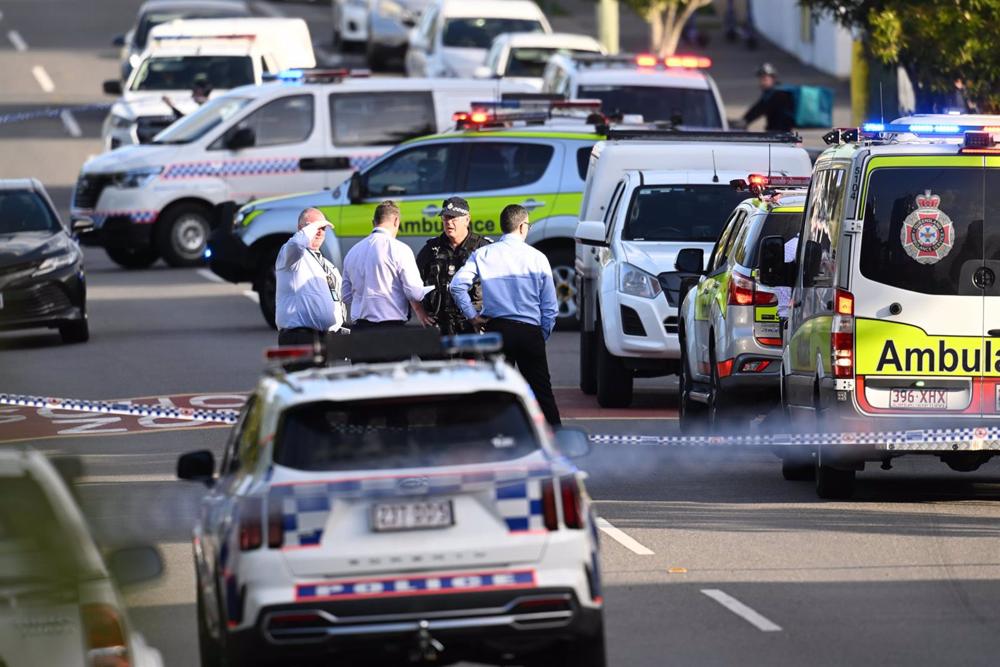 File - Immagine della polizia australiana sulla scena di una sparatoria a Brisbane. File