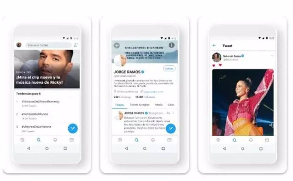 Capturas de la interfaz de Twitter en un dispositivo móvil Capturas