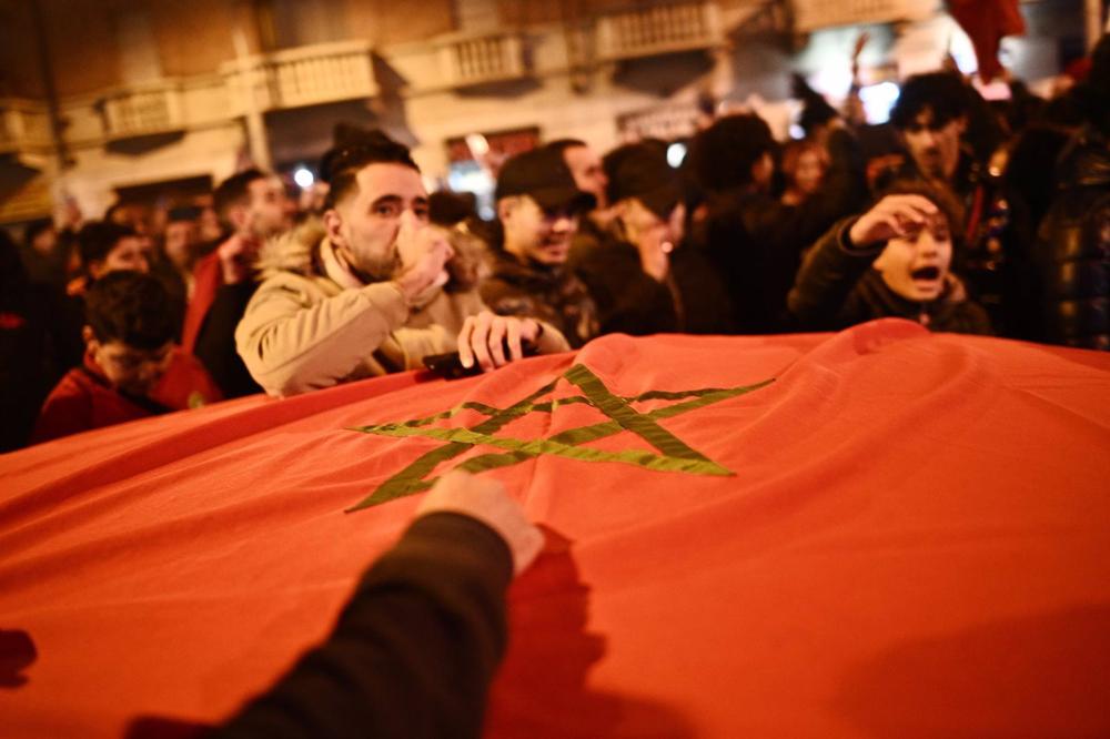 Des supporters marocains en fête à Turin, en Italie Des