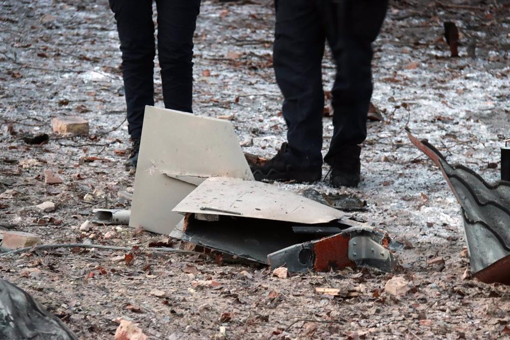Fragments of a drone launched by Russia against Kiev Fragments