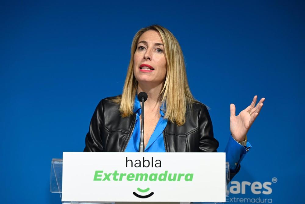 La presidenta del PP de Extremadura, María Guardiola. La