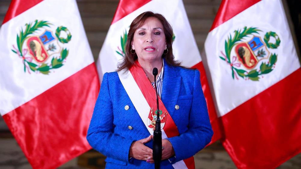 A presidente do Peru, Dina Boluarte, em Lima A