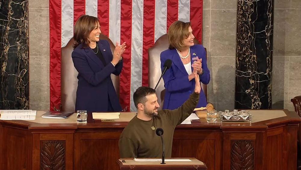 Ukrainian President Volodimir Zelenski in the U.S. Congress Ukrainian