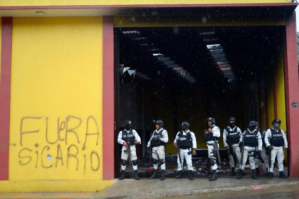 File - File image of a group of Mexican police officers. File