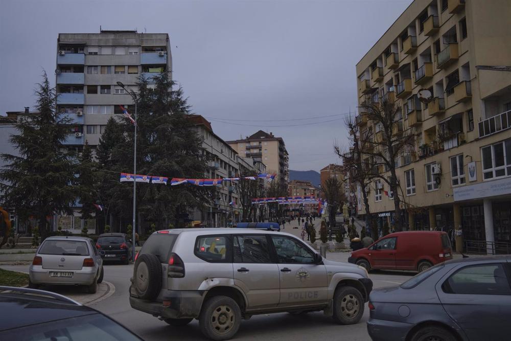 Town of Mitrovica, Kosovo, in the context of tensions with Serbia Town