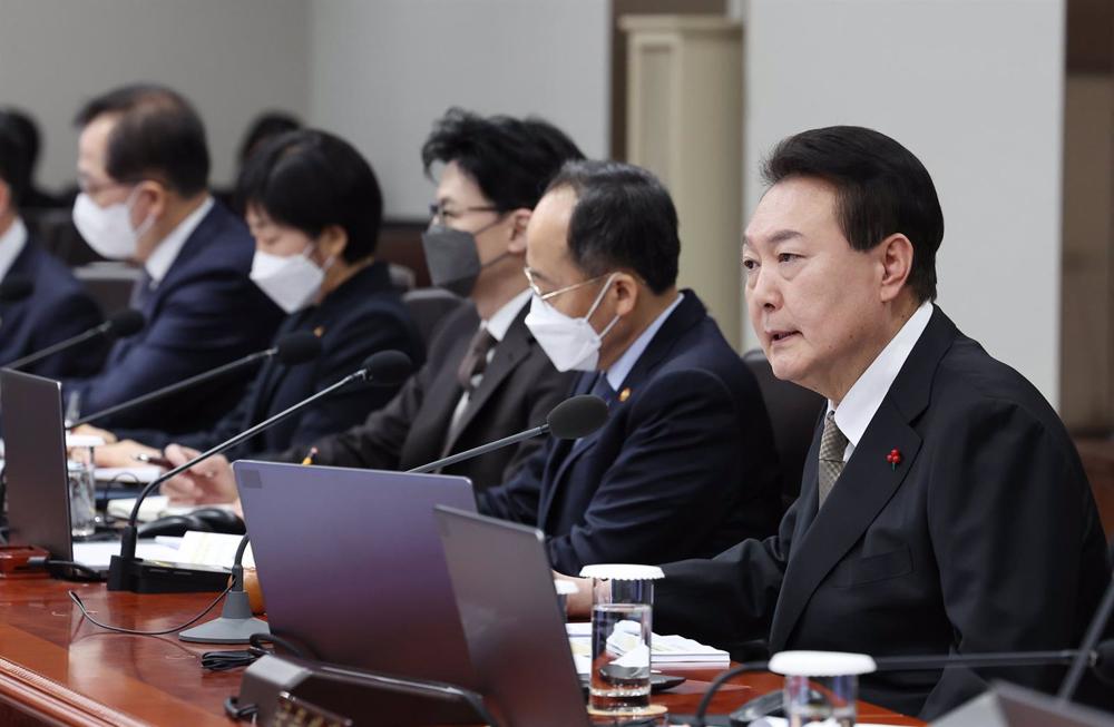South Korean President Yoon Suk Yeol during a cabinet meeting. South