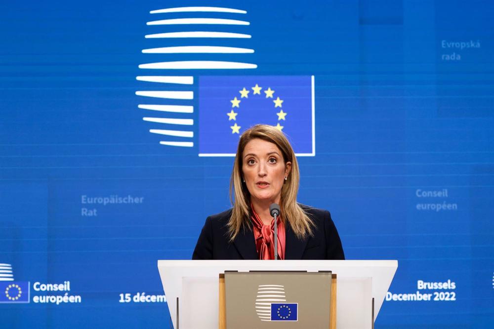 The president of the European Parliament, Roberta Metsola The