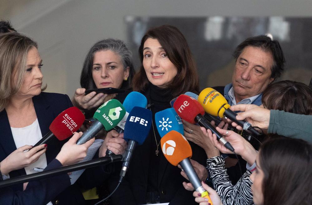 La ministra de Justicia, Pilar Llop, ofrece declaraciones a la prensa tras su reunión con el presidente del Consejo General del Poder Judicial (CGPJ), Rafael Mozo, y el fiscal general del Estado, Álvaro García La