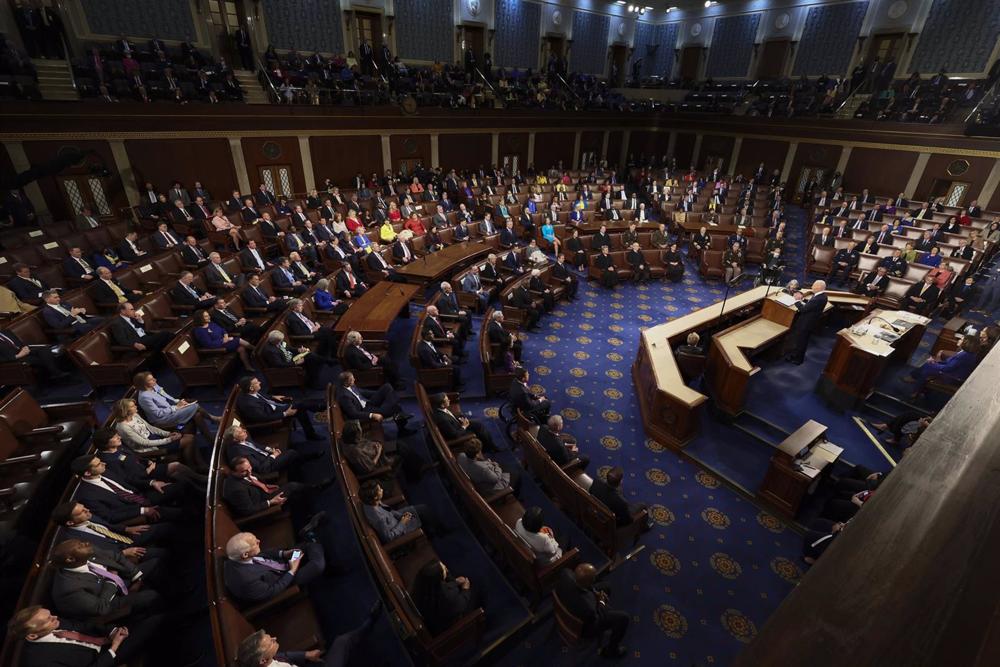 Sala de la Cámara de Representantes de Estados Unidos durante el discurso del Estado de la Unión de Joe Biden en 2021 Sala