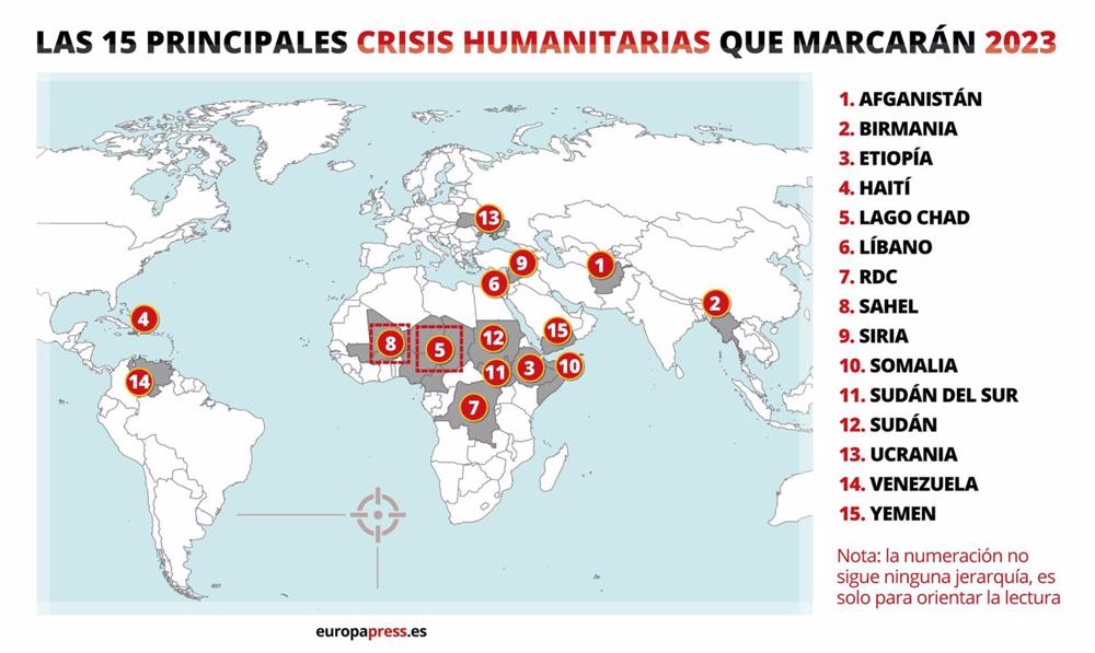Arquivo - Mapa das 15 principais crises humanitárias que marcarão 2023 Arquivo
