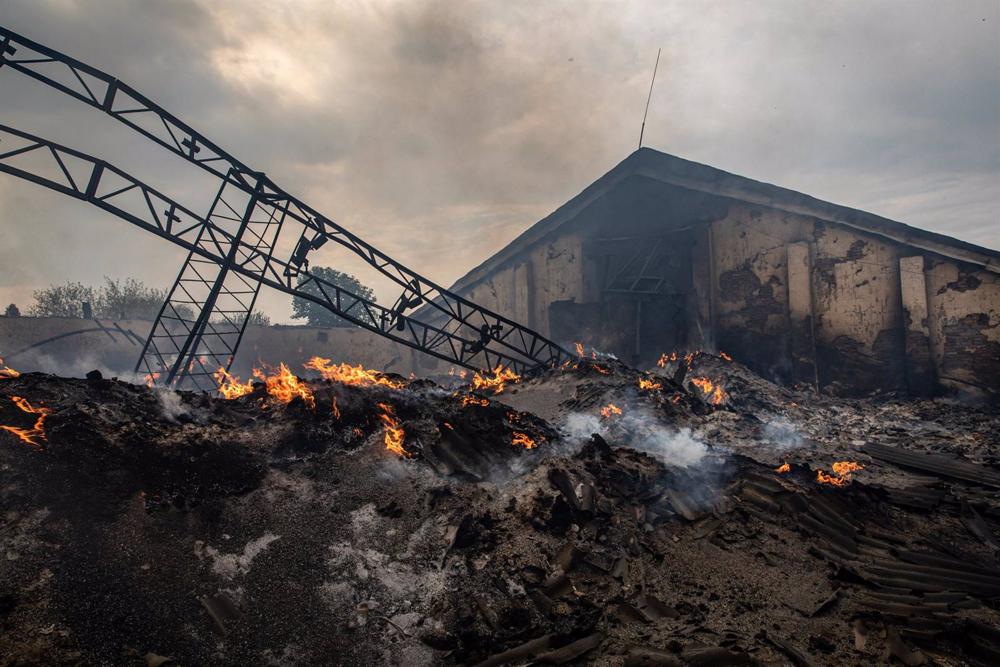 File - Grain silo destroyed in Siversk, Donetsk, after a Russian attack. File