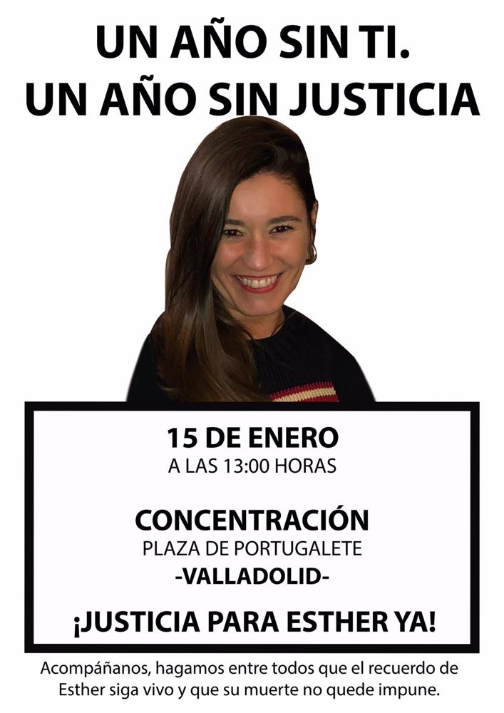 Cartel que convoca a los vecinos de Traspinedo en recuerdo por Esther López y para reclamar justicia. Cartel