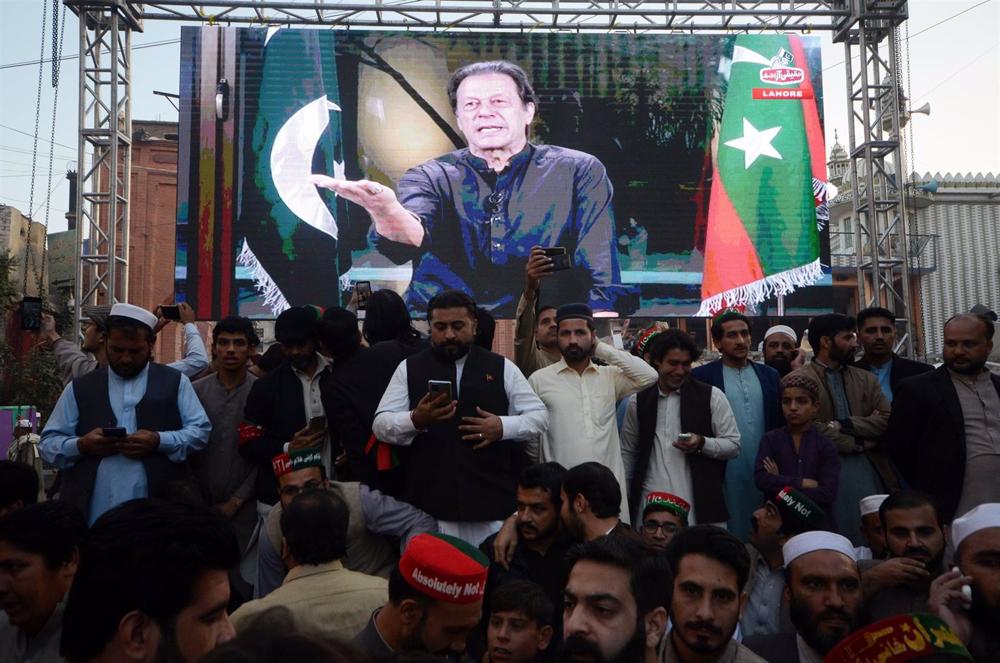 Eine Veranstaltung der Partei Pakistan Tehrik-e-Insaf (PTI) von Imran Jan. Eine