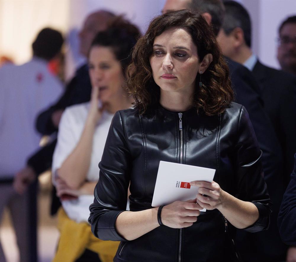 La presidenta de la Comunidad de Madrid, Isabel Díaz Ayuso, en el acto de celebración del Día de Madrid en Fitur 2023 La