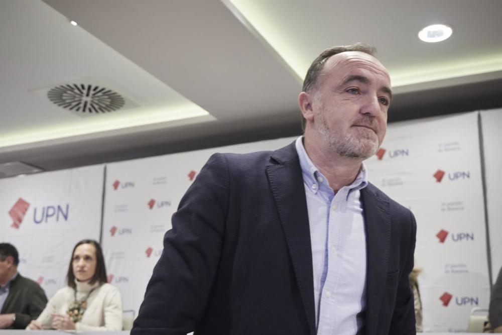 Archivo - El presidente de UPN, Javier Esparza, durante una reunión del Consejo Político de Unión del Pueblo Navarro. Archivo