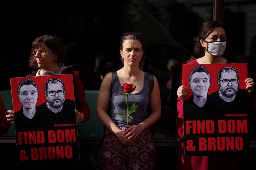 Archive - Vigil at the gates of the Brazilian Embassy in London in solidarity with British journalist Dom Phillips and Brazilian indigenist Bruno Pereira, murdered in the Brazilian Amazon. Archive