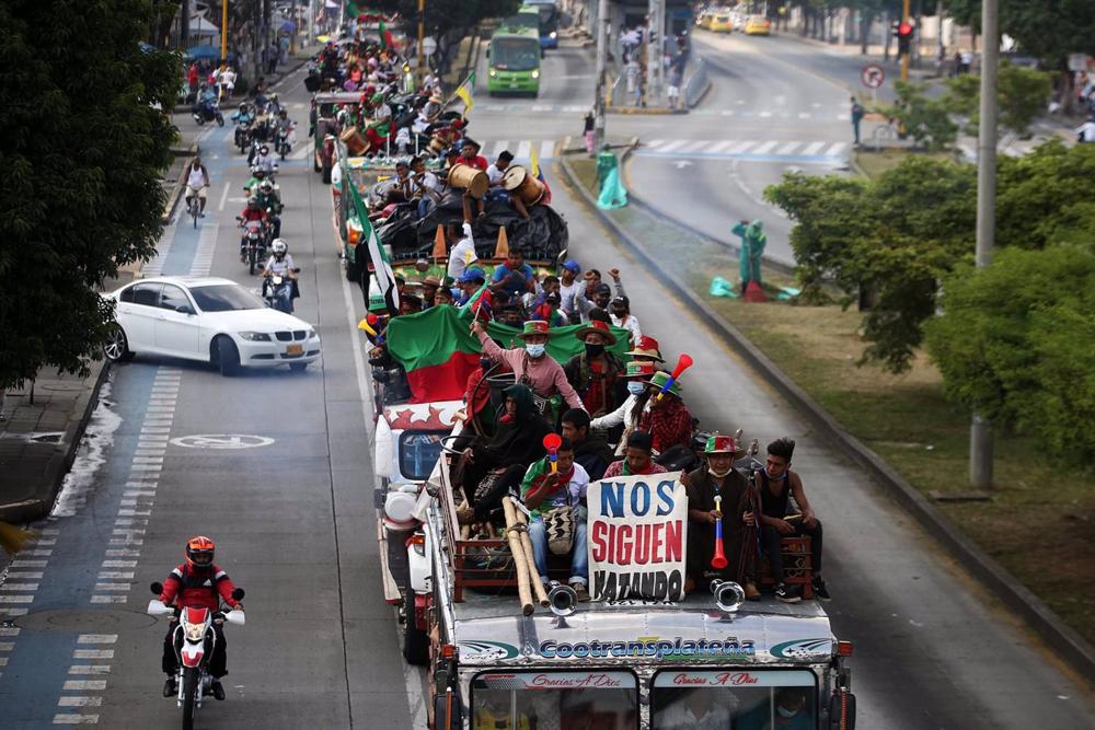 Archive - Image de fichier d'une marche indigène à Cali, en Colombie. Archive