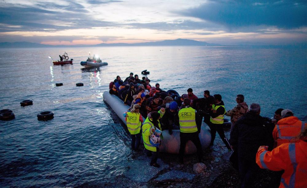 Archive - Rescue of refugees and migrants in a boat in the Aegean Sea. Archive