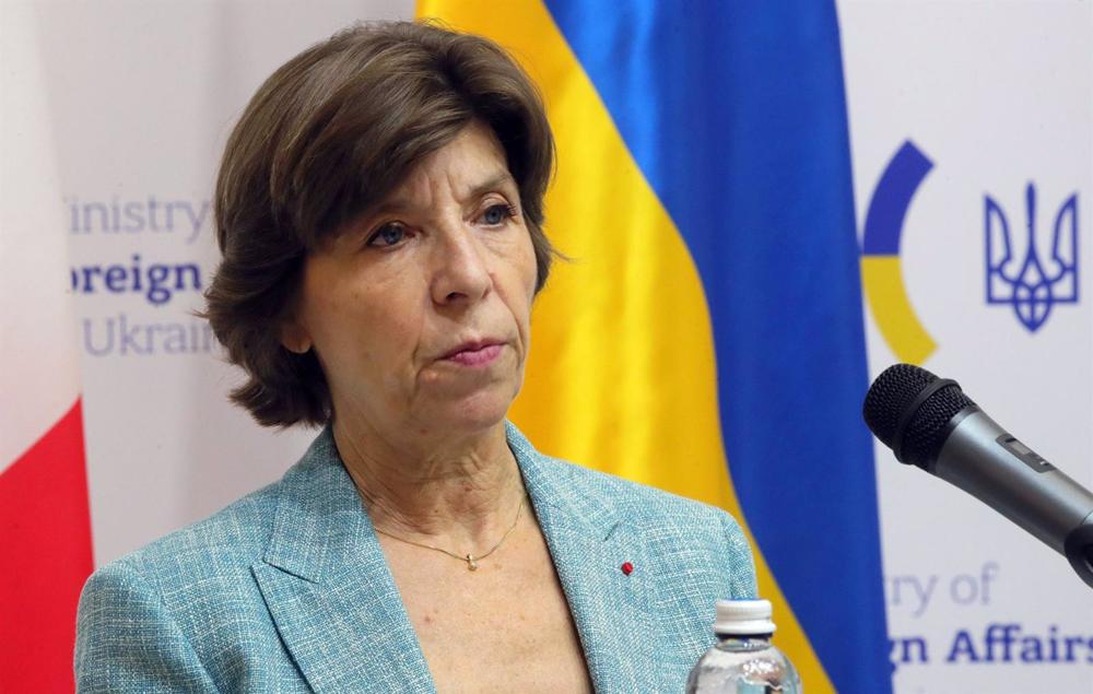 Archive - La ministre française des Affaires étrangères Catherine Colonna lors d'une visite à Kiev, la capitale ukrainienne (Archive) Archive