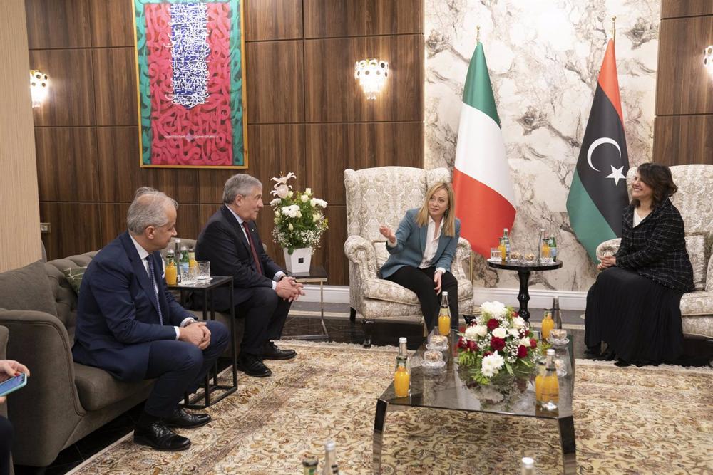 La primera ministra de Italia, Giorgia Meloni, de visita en Libia La