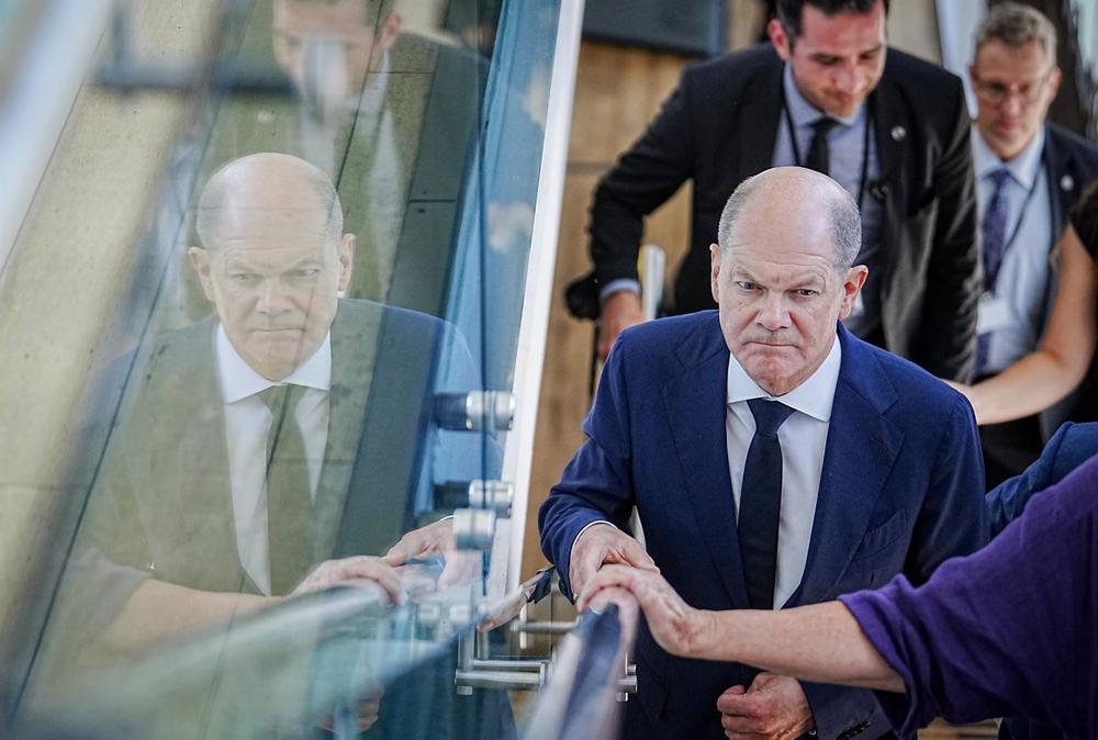 Le chancelier allemand Olaf Scholz lors d'une visite à Santiago du Chili. Le