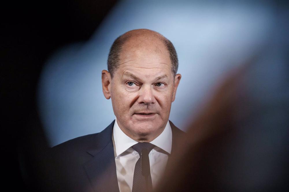 17 January 2023, Brandenburg, Brandenburg/Havel: German Chancellor Olaf Scholz speaks during a press conference as part of his visit to the Federal Foreign Office. Photo: Michael Kappeler/dpa 17