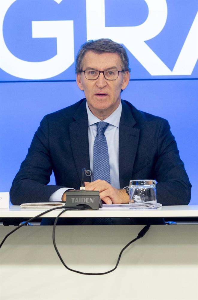 Archivo - El presidente del PP, Alberto Núñez Feijóo, este lunes. Archivo